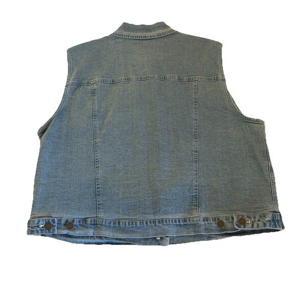 Jones New York Light Wash Denim Vest Button Front Sleeveless Pockets 16W - Picture 4 of 9